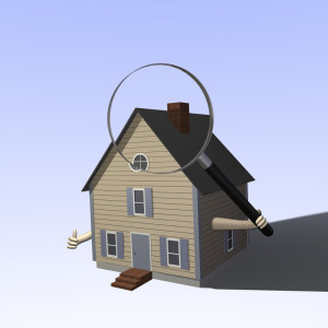 Dayton home inspection - a magnifying glass and a 3d house