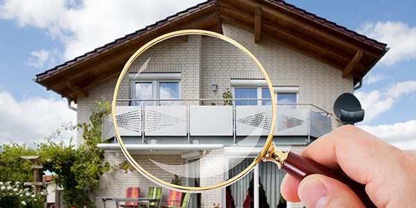 Hand With Magnifying Glass Over House